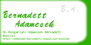 bernadett adamcsek business card